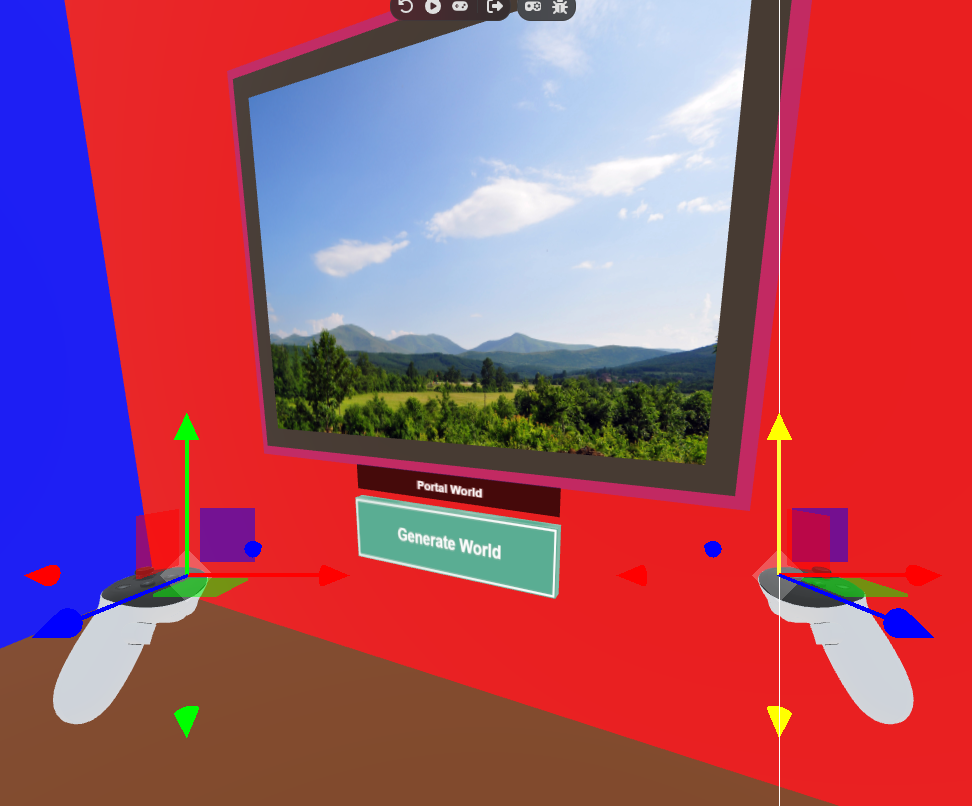 Green Generate World button below the portal frame in the museum